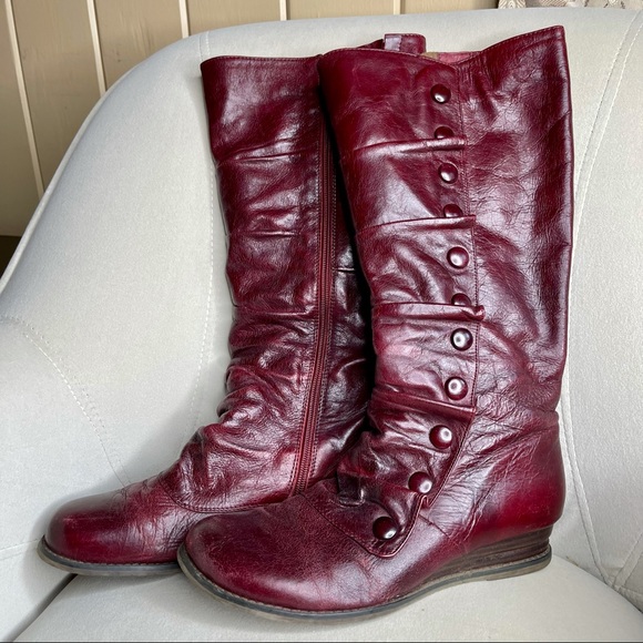 Miz Mooz Shoes - Miz Mooz BLOOM Burgundy Leather Button Boots 9